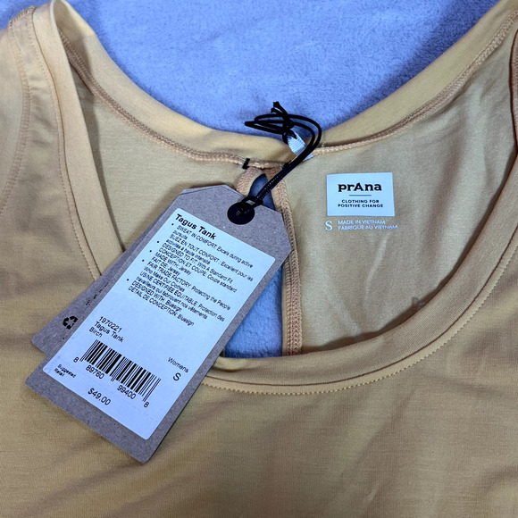 PrAna‎ Tagus Tank Womens Size S Mustard Yellow Keyhole Back Basic Top Outdoors - Picture 3 of 7